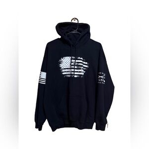 🇺🇸⭐️ Grunt Style American Flag Hoodie Patriotic Pullover Sweatshirt L ⭐️🇺🇸